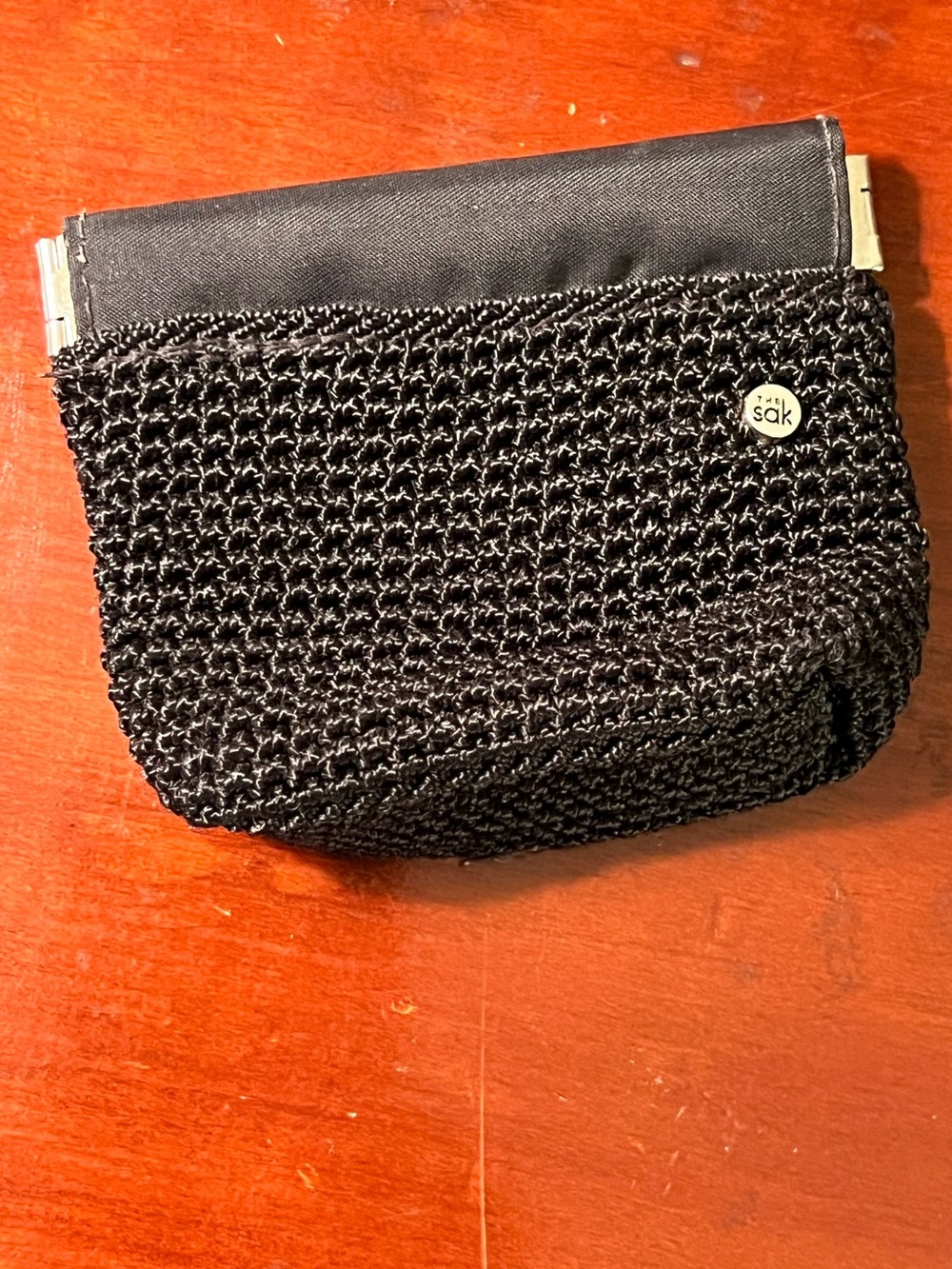 The Sak Black Crocheted Frame Coin Pouch